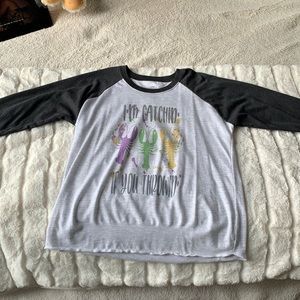 Youth Large Mardi Gras Baseball Tee